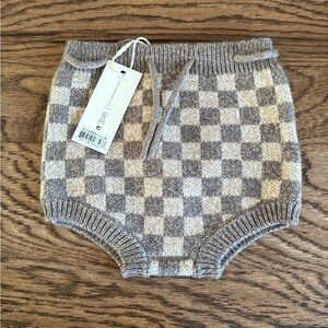 Rylee + Cru Checkered Knit Diaper Cover in Gray and Cream